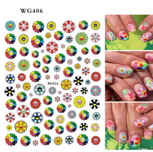 Smiley Face Flower Nail Sticker